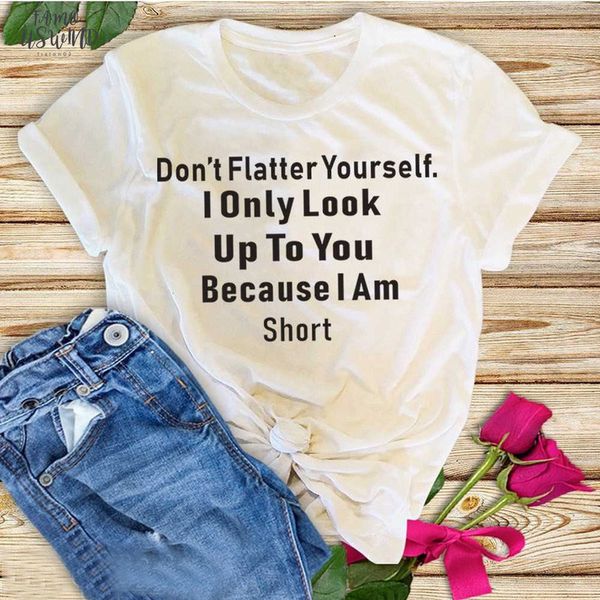 womens fashion graphic dont flatter flutter sleeve yourself i only look up to you because i am short t shirt funny slogan, White
womens fashion graphic dont flatter flutter sleeve yourself i only look up to you because i am short t shirt funny slogan, White