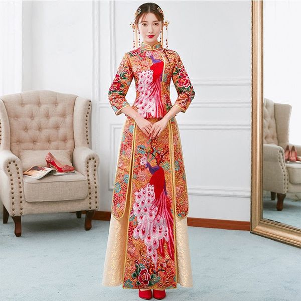 cheongsam evening dress set chinese traditional cheongsam embroidered bride wedding retro stage performance china dress, Red
cheongsam evening dress set chinese traditional cheongsam embroidered bride wedding retro stage performance china dress, Red