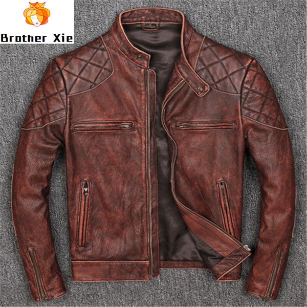 men's leather & faux 2021 genuine jacket vintage motorcycle jackets cowhide stand collar slim fit coat for male, Black
men's leather & faux 2021 genuine jacket vintage motorcycle jackets cowhide stand collar slim fit coat for male, Black
