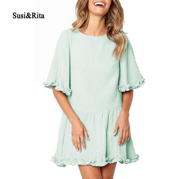 susi&rita 2019 summer short party dress women casual short sleeve loose dress ruffle mini dresses vestidos robe femme, Black;gray
susi&rita 2019 summer short party dress women casual short sleeve loose dress ruffle mini dresses vestidos robe femme, Black;gray