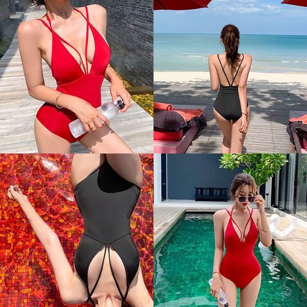 2019 one-piece swimsuit simple size chest thin belly cover spring holiday swimsuit female, White;black
2019 one-piece swimsuit simple size chest thin belly cover spring holiday swimsuit female, White;black