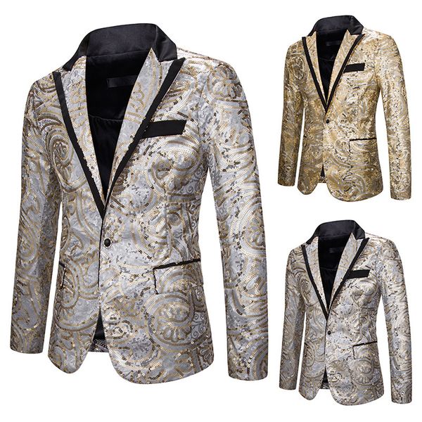 2020 new shiny gold sequin men blazer jackets lapel floral glitter blazers men luxury wedding mens dress jacket party club, White;black
2020 new shiny gold sequin men blazer jackets lapel floral glitter blazers men luxury wedding mens dress jacket party club, White;black