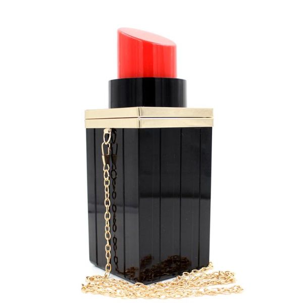 women acrylic black chain shoulder bag lipstick shape evening clutches bags purses clutch vintage evening elegant handbag
women acrylic black chain shoulder bag lipstick shape evening clutches bags purses clutch vintage evening elegant handbag