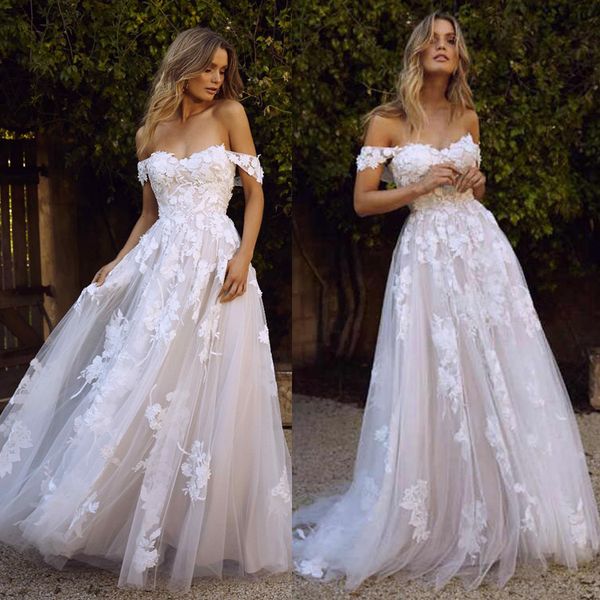 vintage a line wedding dresses off shoulder lace flower appliques bridal gowns beach backless floor length wedding dress, White
vintage a line wedding dresses off shoulder lace flower appliques bridal gowns beach backless floor length wedding dress, White