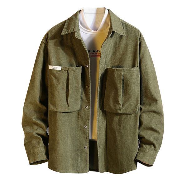 sagace wild men's corduroy large pockets long-sleeved solid color jacket single-breasted street fashion wear private service, Black;brown 
sagace wild men's corduroy large pockets long-sleeved solid color jacket single-breasted street fashion wear private service, Black;brown
