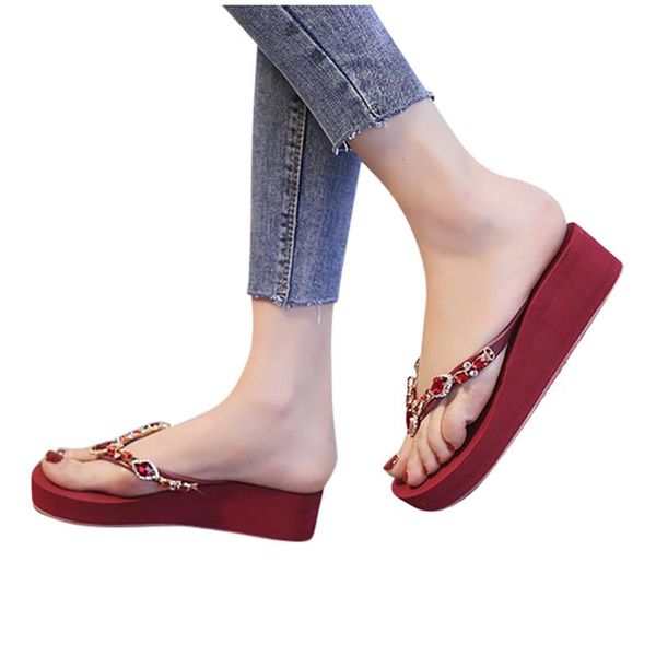 comfortable rhinestone women's shoes fashion pure color non-slip flip flop ladies beaded clip toe wedges beach slippers female, Black
comfortable rhinestone women's shoes fashion pure color non-slip flip flop ladies beaded clip toe wedges beach slippers female, Black