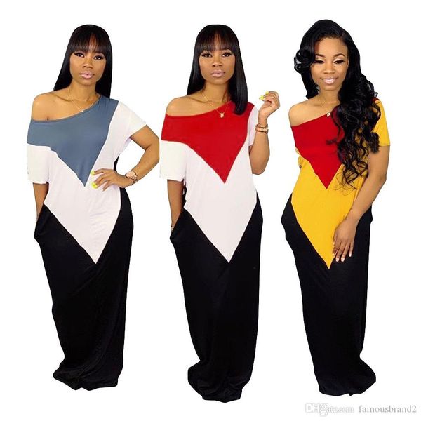 panelled color women dresses short sleeve pocket asymmetrical ankle length bohemian dress fashion casual summer dresses, Black;gray 
panelled color women dresses short sleeve pocket asymmetrical ankle length bohemian dress fashion casual summer dresses, Black;gray