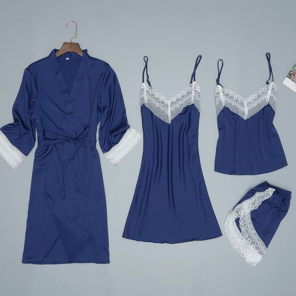 lady home wear pajamas 4pc strap pants suit sleepwear sets woman nightgown kimono sleep robe bath gown nightdress, Black;red
lady home wear pajamas 4pc strap pants suit sleepwear sets woman nightgown kimono sleep robe bath gown nightdress, Black;red