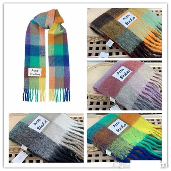 brand acne studios 4 color wool scarf new rainbow grid fringed shawl for male and female, Blue;gray
brand acne studios 4 color wool scarf new rainbow grid fringed shawl for male and female, Blue;gray