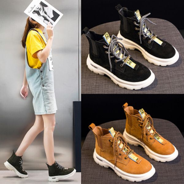 2020 new british wind suction film bottom shoes real leather casual boots for women, Black
2020 new british wind suction film bottom shoes real leather casual boots for women, Black
