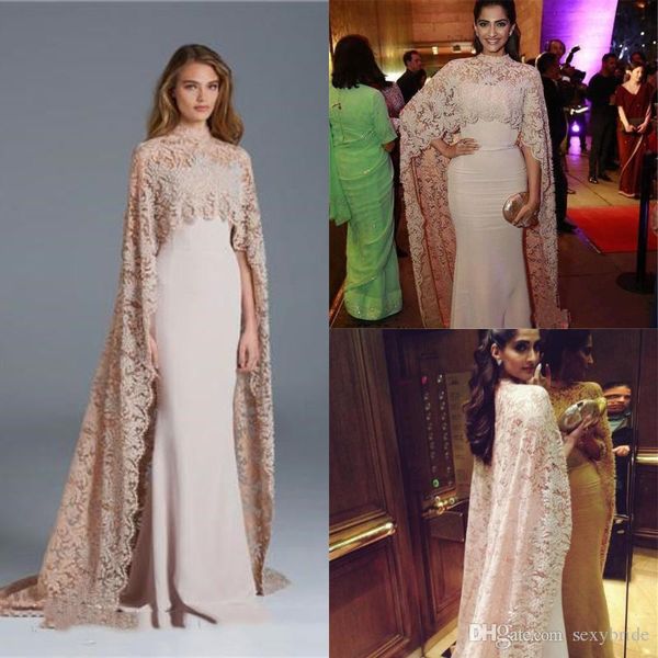 elegant mermaid prom dresses long with detachable lace capes beads paolo sebastian high neck evening gowns red carpet celebrity dress, Black
elegant mermaid prom dresses long with detachable lace capes beads paolo sebastian high neck evening gowns red carpet celebrity dress, Black