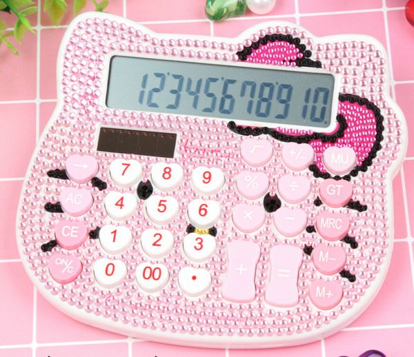 

wholesales cat head crystal with drill calculator solar bow heart button push diamond cartoon computer diamond