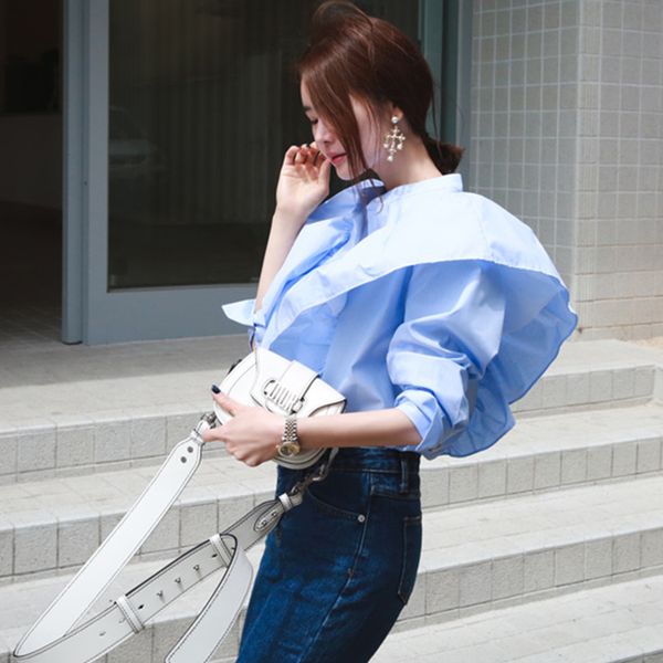 2020 spring new korean-style womens flounced pure cotton shirt puff sleeve blouse sweet students ladies blusas, White
2020 spring new korean-style womens flounced pure cotton shirt puff sleeve blouse sweet students ladies blusas, White