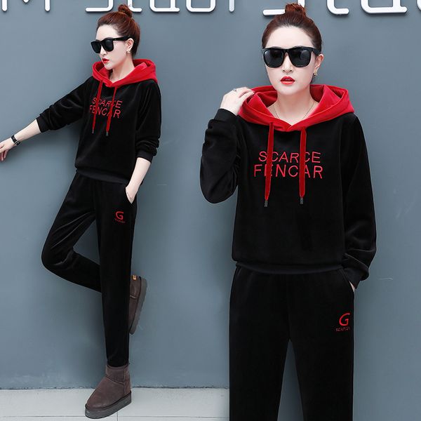 winter women sports wear thick velvet warm sweater embroid hoodie sweatshirt+pant running jogger fitness casual set tracksuit, Black;blue
winter women sports wear thick velvet warm sweater embroid hoodie sweatshirt+pant running jogger fitness casual set tracksuit, Black;blue