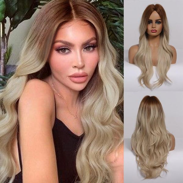 brown to light blonde ombre hair middle part synthetic wigs for afro women long natural wavy cosplay wigs heat resistant fiber, Black
brown to light blonde ombre hair middle part synthetic wigs for afro women long natural wavy cosplay wigs heat resistant fiber, Black
