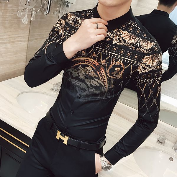 2019 spring new tide men's shirt personality fashion nightclub hair stylist men's flower slim long-sleeved men's shirt, White;black
2019 spring new tide men's shirt personality fashion nightclub hair stylist men's flower slim long-sleeved men's shirt, White;black