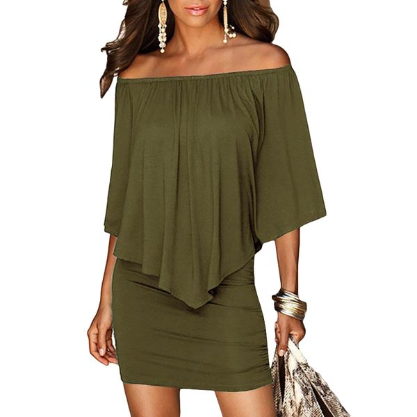 army green slash neck women mini dress autumn style off shoulder dresses vestidos black white beach casual dress, White;black
army green slash neck women mini dress autumn style off shoulder dresses vestidos black white beach casual dress, White;black
