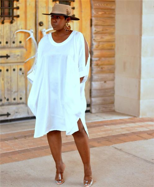 women summer designer solid color dresses open cuff crew neck half sleeve plus size females clothing, Black;gray
women summer designer solid color dresses open cuff crew neck half sleeve plus size females clothing, Black;gray