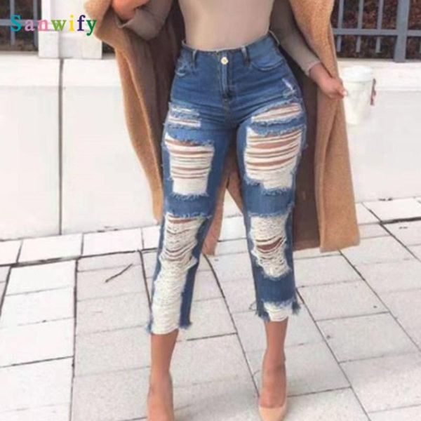 2020 womens skinny ripped hole washed denim female slim jeggings high waist pencil pants trousers 5.19, Blue
2020 womens skinny ripped hole washed denim female slim jeggings high waist pencil pants trousers 5.19, Blue