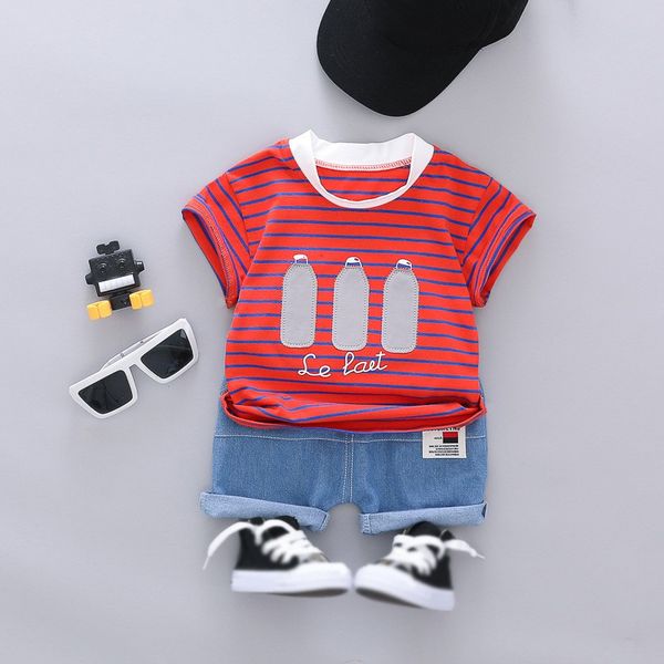 2pcs/set 2019 summer kids boys short sleeve stripe letter print t-shirt+denim shorts children casual outfits sets, White
2pcs/set 2019 summer kids boys short sleeve stripe letter print t-shirt+denim shorts children casual outfits sets, White