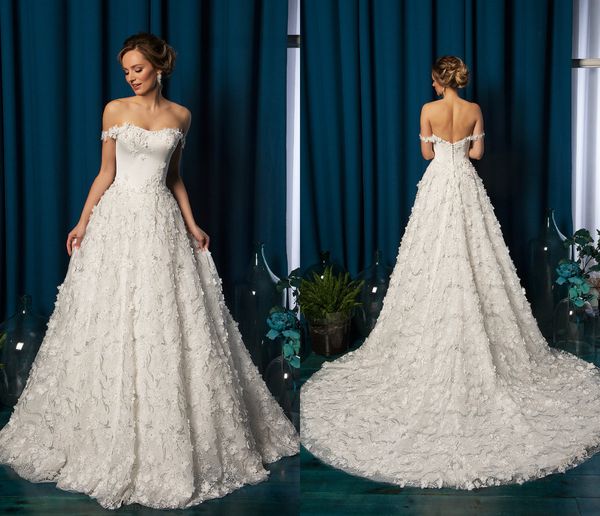 2019 beach wedding dresses off the shoulder 3d floral appliqued beads a line boho bridal dress court train bohemian wedding dress plus size, White
2019 beach wedding dresses off the shoulder 3d floral appliqued beads a line boho bridal dress court train bohemian wedding dress plus size, White