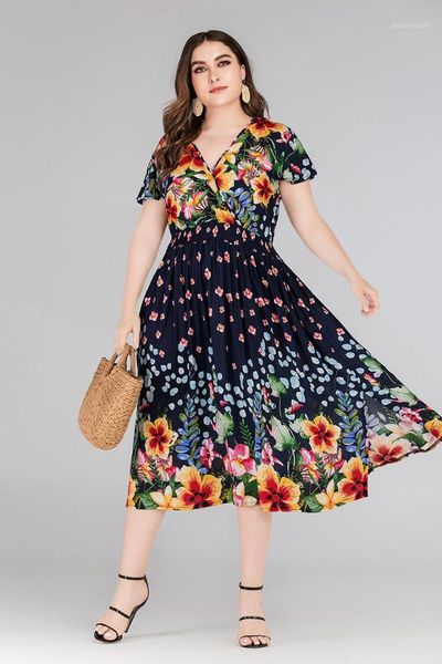 short sleeve dress female clothing 2020 womens designer printed floral dresses summer loose fashion slim v neck, Black;gray
short sleeve dress female clothing 2020 womens designer printed floral dresses summer loose fashion slim v neck, Black;gray
