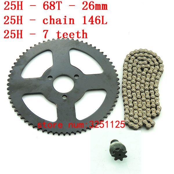 25h chain 146 links + 68t teeth 29mm rear sprocket + 7 teeth sprocket shaft for electric tricycle mini moto pocket bike atv quad
25h chain 146 links + 68t teeth 29mm rear sprocket + 7 teeth sprocket shaft for electric tricycle mini moto pocket bike atv quad