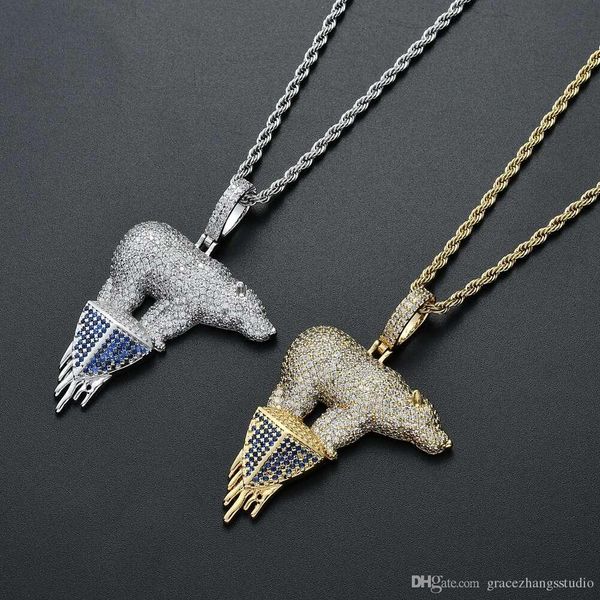 hip hop polar bear pendant necklaces for men women luxury diamonds bear iceberg pendants 18k gold plated copper zircon jewelry gift 2 colors, Silver
hip hop polar bear pendant necklaces for men women luxury diamonds bear iceberg pendants 18k gold plated copper zircon jewelry gift 2 colors, Silver