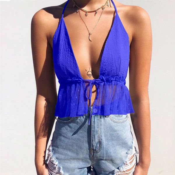 summer women sleeveless backless vest v neck halter short bralette bustier mesh ruffles camisole lady blue shirt cx3180, White
summer women sleeveless backless vest v neck halter short bralette bustier mesh ruffles camisole lady blue shirt cx3180, White