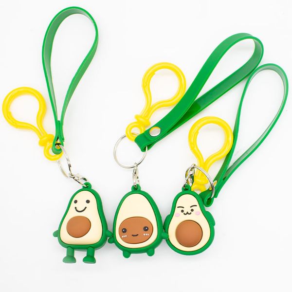 

fashion avocado key ring pendant pvc soft glue fruit key chain creative expression avocado bag hang accessories #ls1908071, Silver