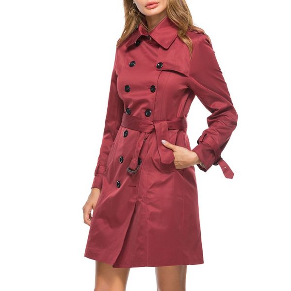 double breasted trench coat for women long windbreaker khaki black wine red with belt casual office lady business outwear fall, Tan;black
double breasted trench coat for women long windbreaker khaki black wine red with belt casual office lady business outwear fall, Tan;black
