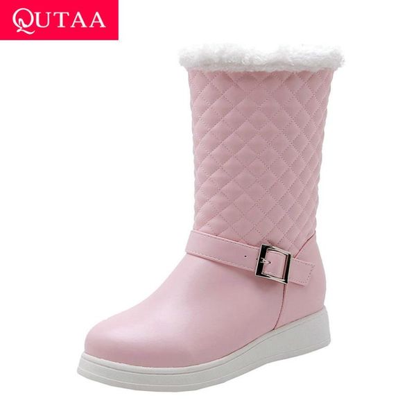 qutaa 2020 wedge heel all match snow boots round toe buckle mid calf boots winter warm fur slip on women shoes big size 34-43, Black
qutaa 2020 wedge heel all match snow boots round toe buckle mid calf boots winter warm fur slip on women shoes big size 34-43, Black