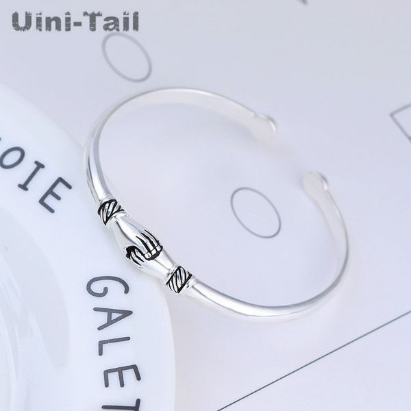 uini-tail new retro 925 sterling silver handshake bracelet female open handshake creative european and american bracelet, Red;blue
uini-tail new retro 925 sterling silver handshake bracelet female open handshake creative european and american bracelet, Red;blue
