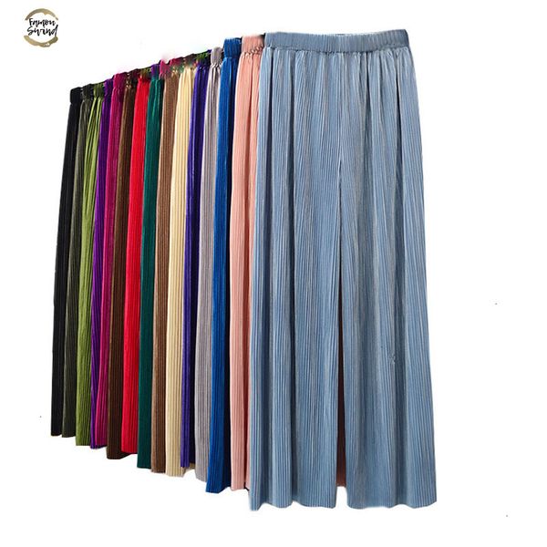 candy color pleated cool wide leg trousers female summer high waist loose thin ankle pants long trousers 13 colors, Black;white
candy color pleated cool wide leg trousers female summer high waist loose thin ankle pants long trousers 13 colors, Black;white
