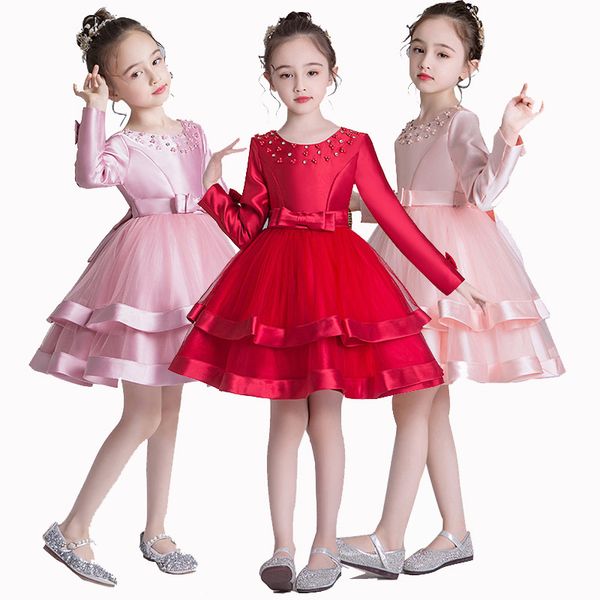 winter princess flower girl dress elegant long sleeve beading stain wedding birthday party dresses for girls children's clothes, Red;yellow
winter princess flower girl dress elegant long sleeve beading stain wedding birthday party dresses for girls children's clothes, Red;yellow