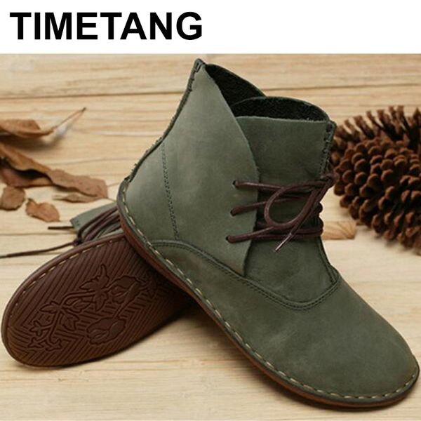 timetang 2017 women shoes female genuine leather boots handmade vintage literary style ankle lace-up fashion sneakers, Black
timetang 2017 women shoes female genuine leather boots handmade vintage literary style ankle lace-up fashion sneakers, Black
