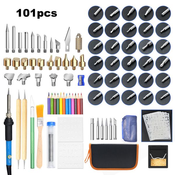 101 pcs wood burning kit carving pyrography pen kit wood soldering temperature adjustable soldering iron pyrography tools
101 pcs wood burning kit carving pyrography pen kit wood soldering temperature adjustable soldering iron pyrography tools