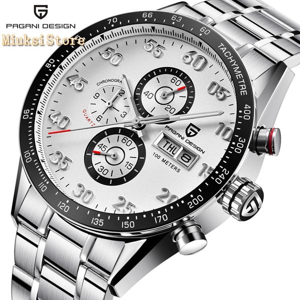 pagani design 42mm mens watch silver case black dial multifunction quartz chronograph tachymeter watch, Slivery;brown
pagani design 42mm mens watch silver case black dial multifunction quartz chronograph tachymeter watch, Slivery;brown