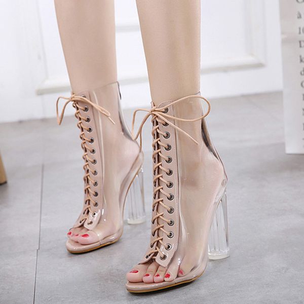 peep-toe boots women roman buckle strap shoes women fashiontransparent high heels ankle boots for botas feminina, Black
peep-toe boots women roman buckle strap shoes women fashiontransparent high heels ankle boots for botas feminina, Black