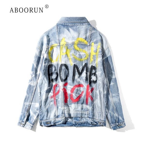 aboorun men's hip hop denim jackets distressed graffiti denim jackets spring autumn jeans coat for male r1039, Black;brown
aboorun men's hip hop denim jackets distressed graffiti denim jackets spring autumn jeans coat for male r1039, Black;brown