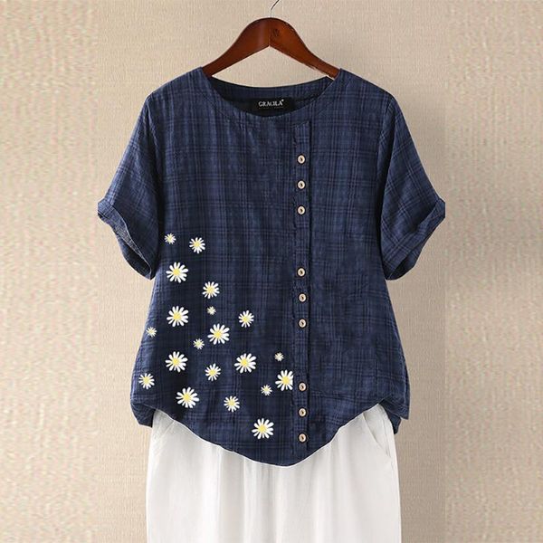 2020 summer women's shirts casual loose comfortable blouse short sleeve round neck printed cotton shirt new clothes lady, White
2020 summer women's shirts casual loose comfortable blouse short sleeve round neck printed cotton shirt new clothes lady, White