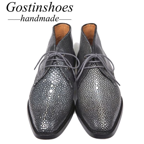goodyear welted men boots handmade stingray skin upper fashion work safty ankle boots men dress short lace-up scf19, Black
goodyear welted men boots handmade stingray skin upper fashion work safty ankle boots men dress short lace-up scf19, Black