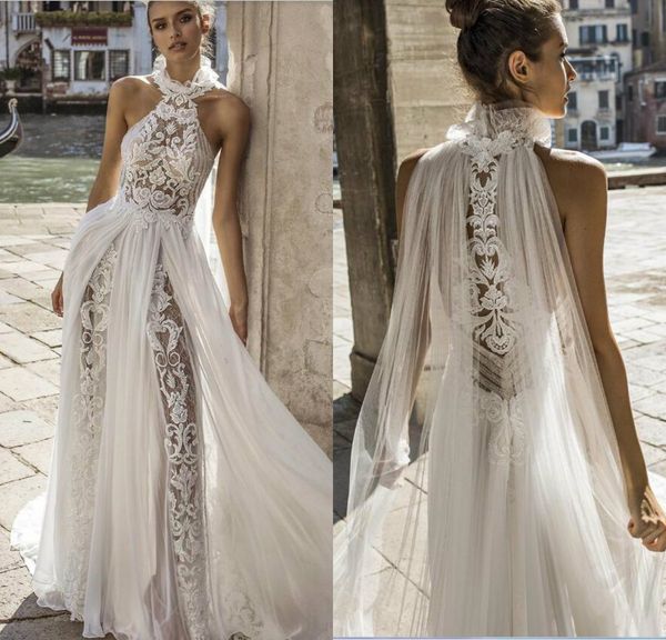 2019 bohemia wedding dresses high neck lace appliqued chiffon skirts illusion bodice beach wedding dress sweep train plus size bridal gowns, White
2019 bohemia wedding dresses high neck lace appliqued chiffon skirts illusion bodice beach wedding dress sweep train plus size bridal gowns, White