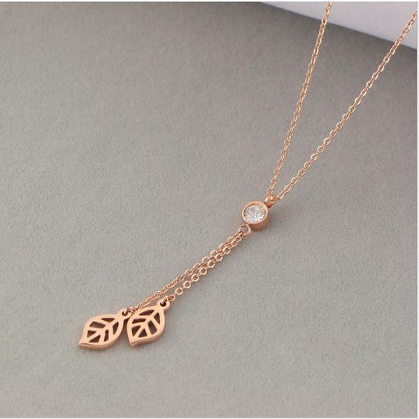 japan and south korea simple fashion leaves tassel pendant necklace short single diamond titanium steel 18k rose gold lock bone chain neckla, Silver
japan and south korea simple fashion leaves tassel pendant necklace short single diamond titanium steel 18k rose gold lock bone chain neckla, Silver