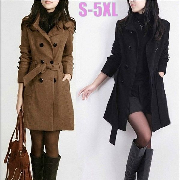 women's wool & blends 2021 autumn belt long plus size jacket casual thick double-breasted women coat pockets trench camel slim overcoat, Black
women's wool & blends 2021 autumn belt long plus size jacket casual thick double-breasted women coat pockets trench camel slim overcoat, Black