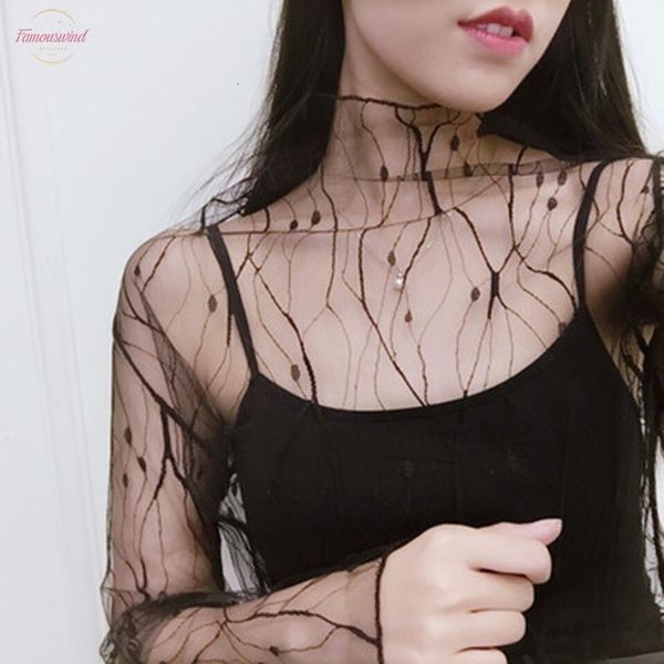 fashion mesh women long sleeve transparent high neck black lace bottoming shirts punk chic t shirt women, White
fashion mesh women long sleeve transparent high neck black lace bottoming shirts punk chic t shirt women, White