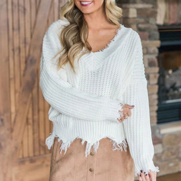 tassel deep v knitted pullover female autumn winter long sleeve knit crochet sweater women jumper loose wild, White;black
tassel deep v knitted pullover female autumn winter long sleeve knit crochet sweater women jumper loose wild, White;black
