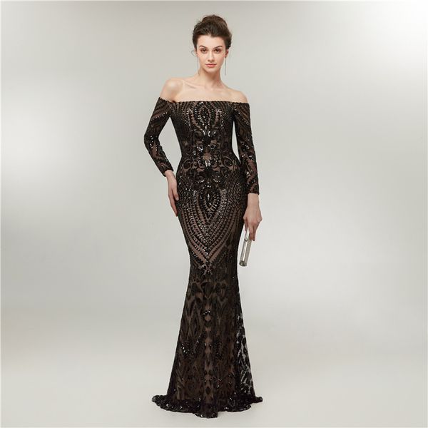 elegant off shoulder mermaid long sleeve sequined black evening dresses vestido de festa women beaded robe de soirée prom gowns, Black;red
elegant off shoulder mermaid long sleeve sequined black evening dresses vestido de festa women beaded robe de soirée prom gowns, Black;red