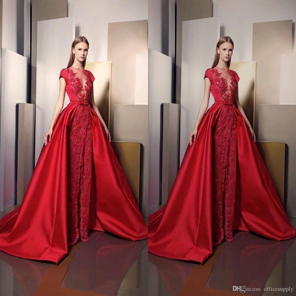 dubai red sheath evening dresses with detachable train high split lace appliques evening gowns sheer neck formal dress party dress robe, Black;red
dubai red sheath evening dresses with detachable train high split lace appliques evening gowns sheer neck formal dress party dress robe, Black;red