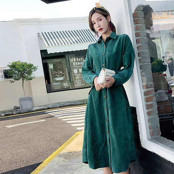 autumn corduroy vintage long women's coat green belt office lady coats female single breasted elegant overcoat women dress, Tan;black
autumn corduroy vintage long women's coat green belt office lady coats female single breasted elegant overcoat women dress, Tan;black